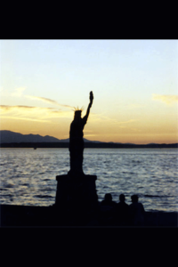 Liberty statue at Alki Beach